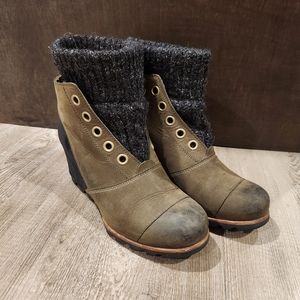 Sorel Joanie Peatmoss Sweater Knit Ankle Boot 8.5